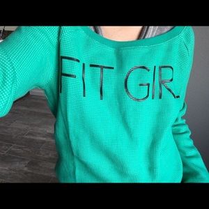 Lorna Jane NWOT “FIT GIRL” Pullover BRIGHT GREEN